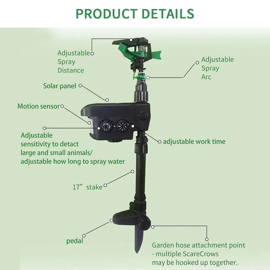 Sprynxie Solar Motion-Activated Animal Deterrent Sprinkler