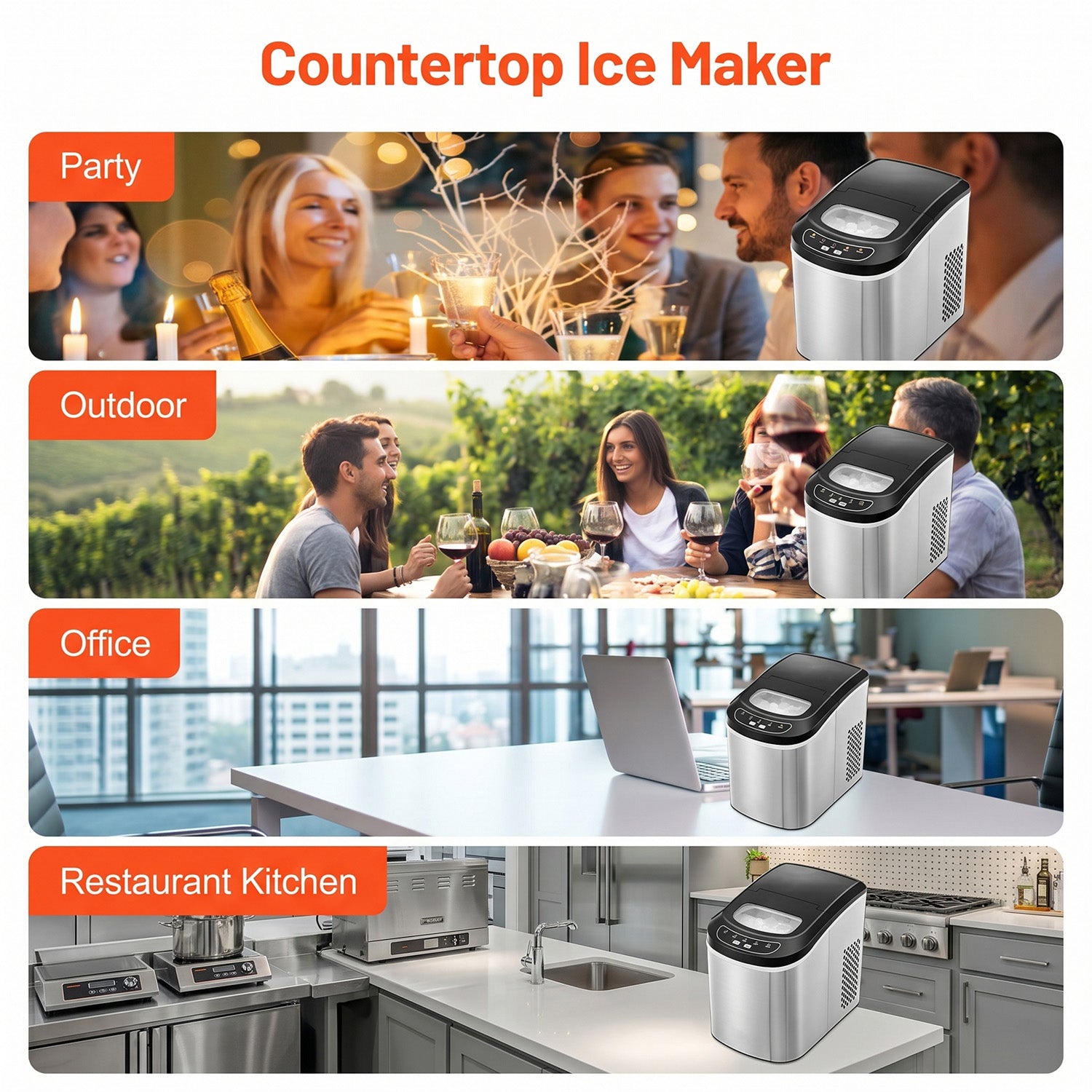 FrosTikox High-Speed Countertop Ice Maker for Home and Office