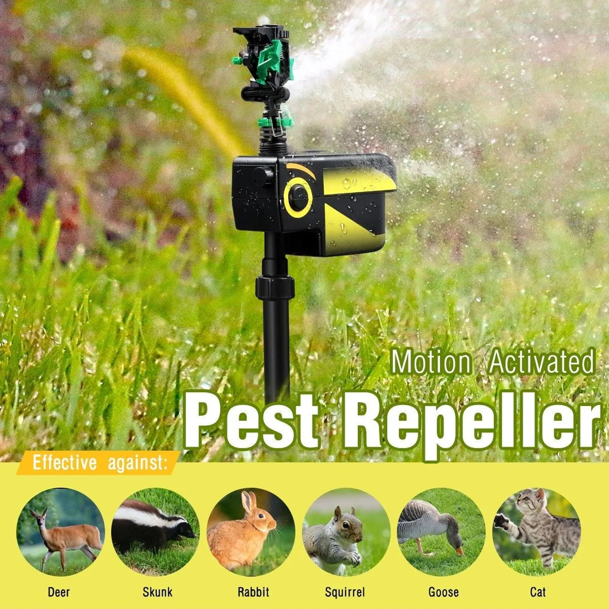 Sprynxie Solar Motion-Activated Animal Deterrent Sprinkler