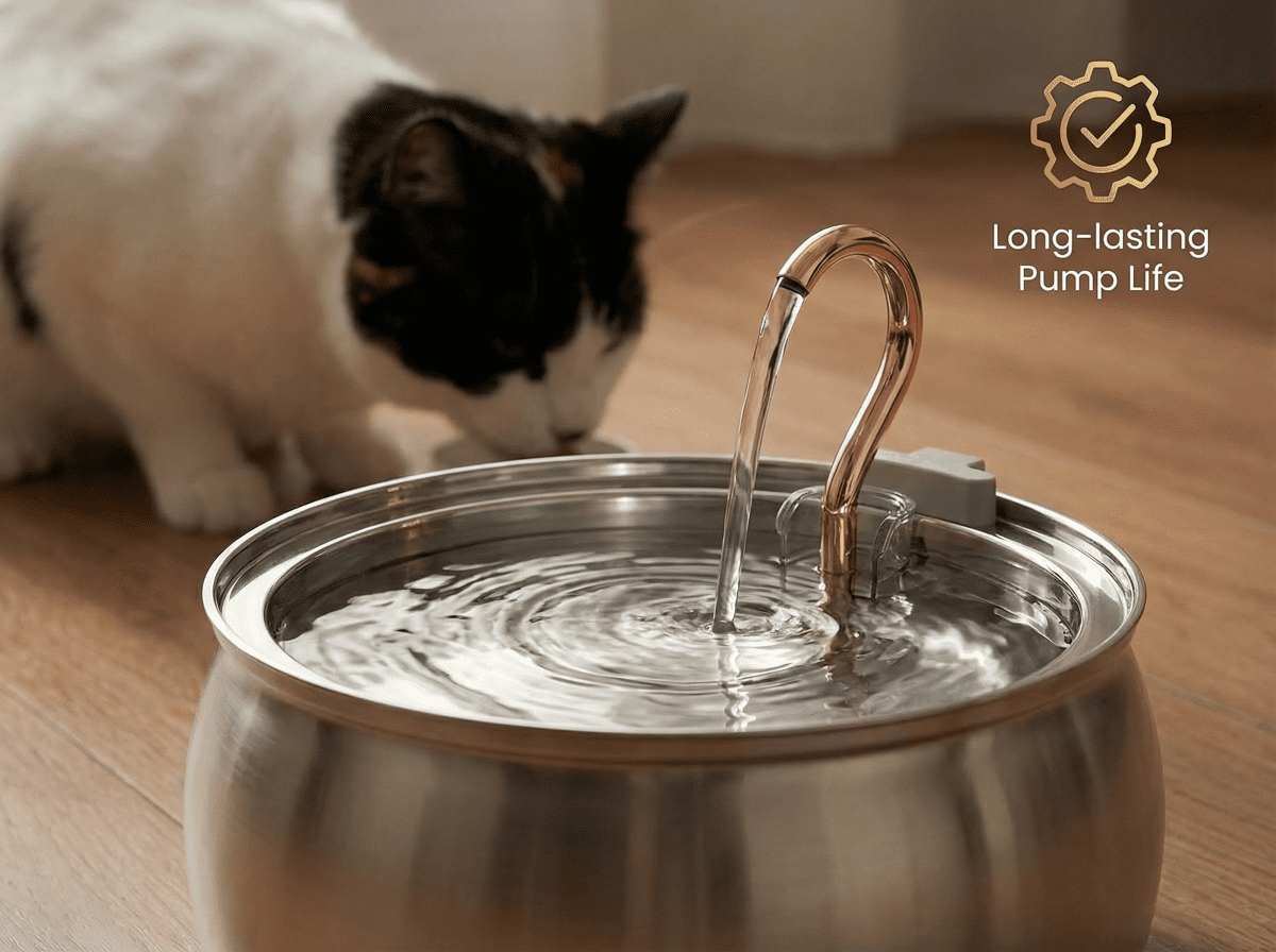 PuryFuryo Stainless Steel 4L Quiet Cat Water Fountain