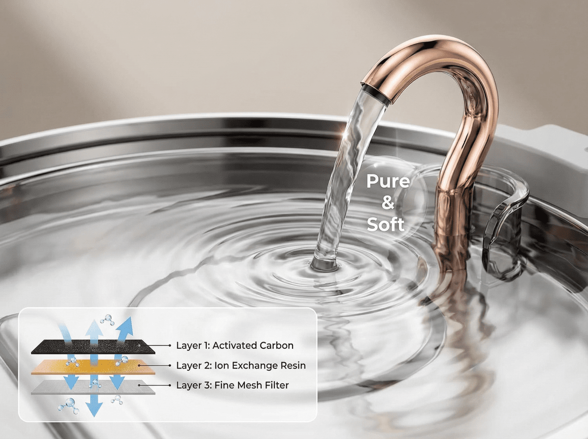 PuryFuryo Stainless Steel 4L Quiet Cat Water Fountain