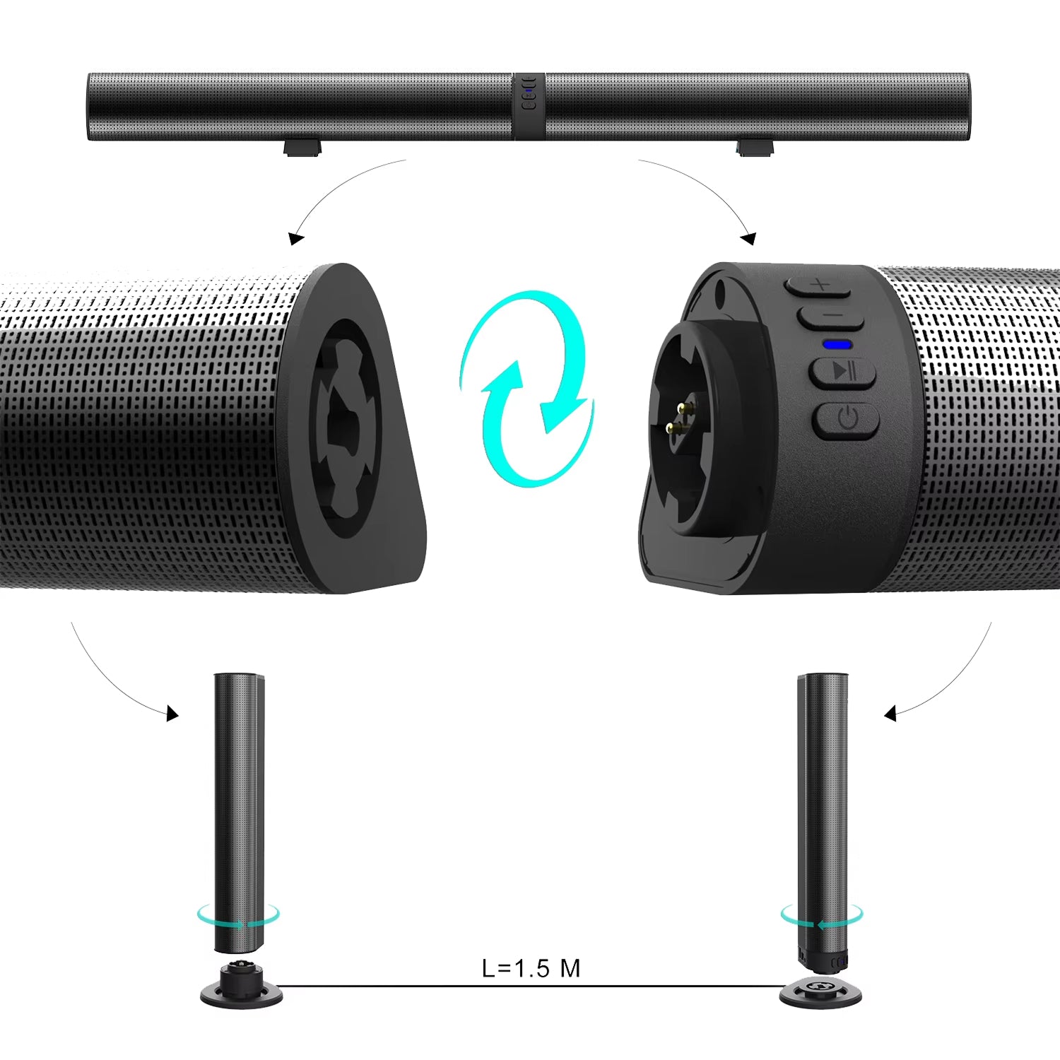 AuraSozi 2-in-1 Convertible TV Sound Bar | 2.1 Channel Audio
