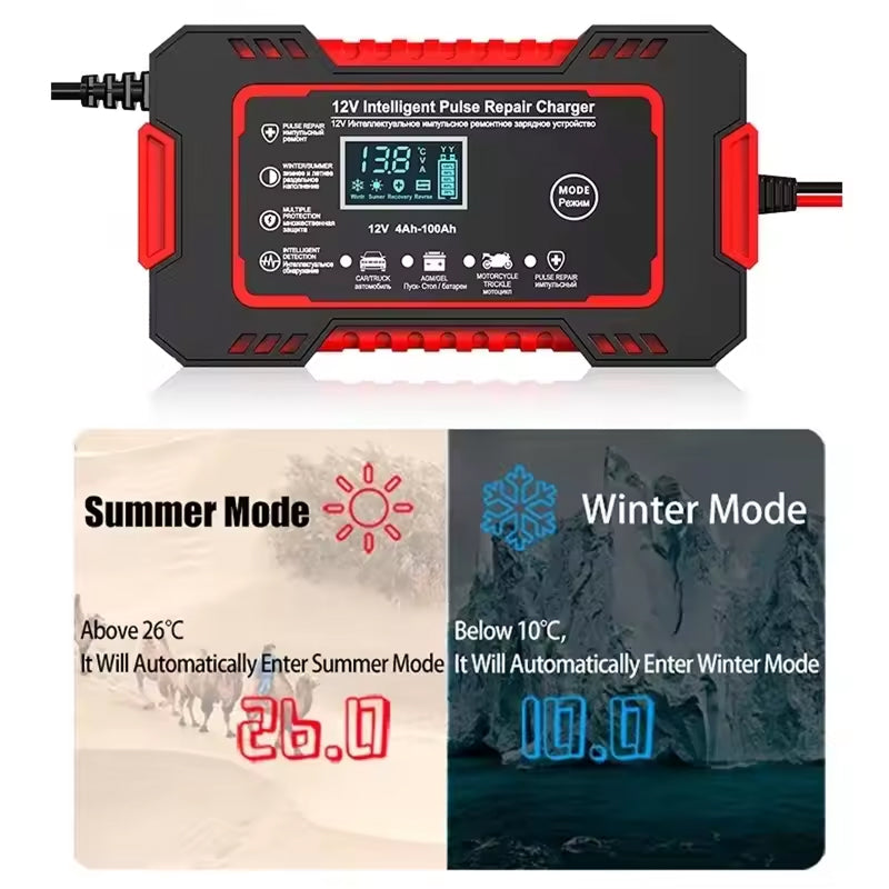 AutuBatex 12V Smart Battery Charger and Maintainer with Pulse Repair