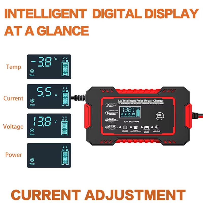 AutuBatex 12V Smart Battery Charger and Maintainer with Pulse Repair