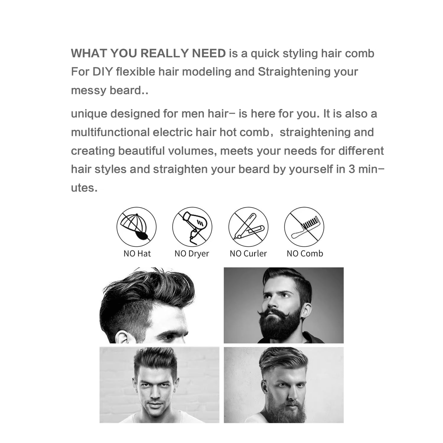 BeardBann Ionic Ceramic Beard Straightener for Men