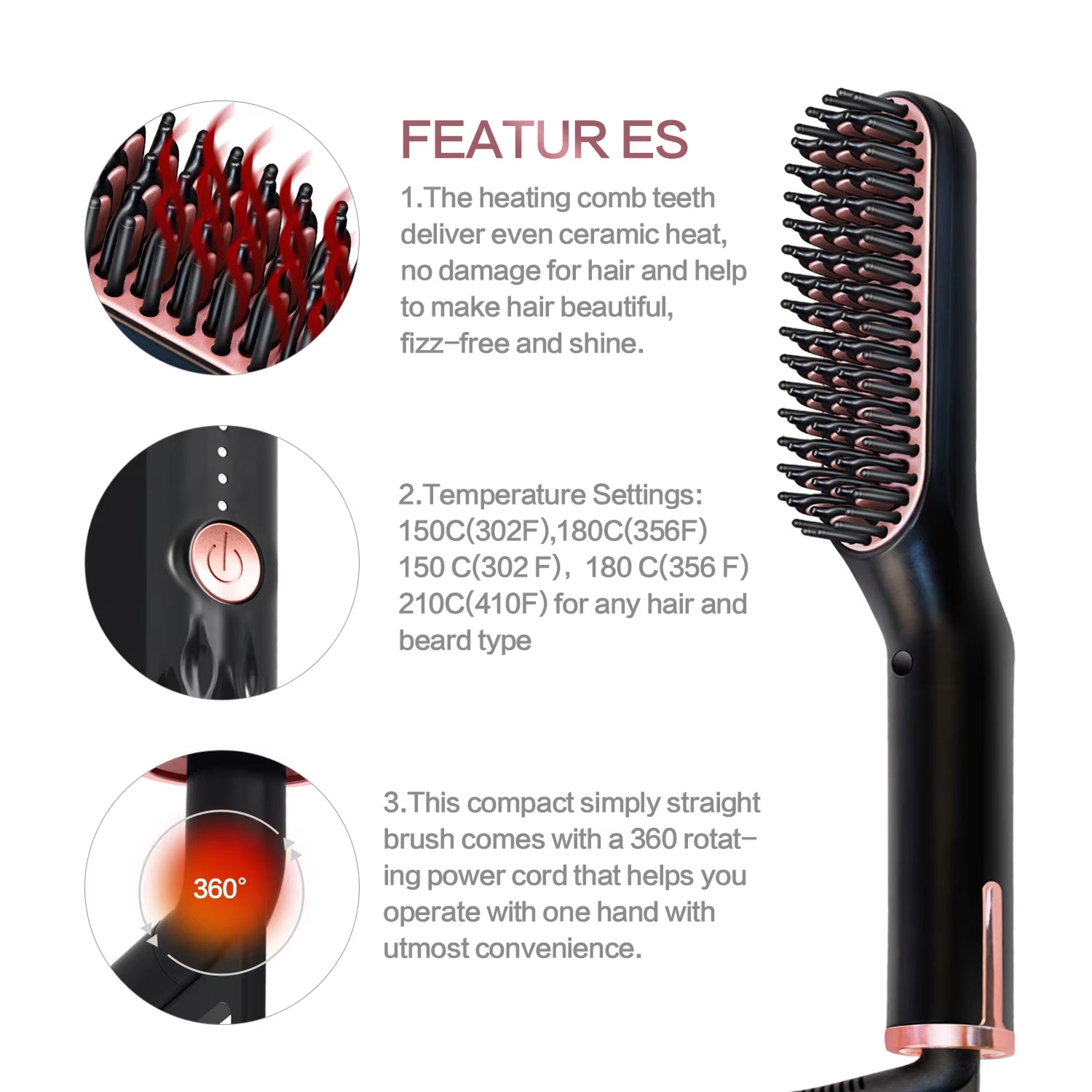 BeardBann Ionic Ceramic Beard Straightener for Men