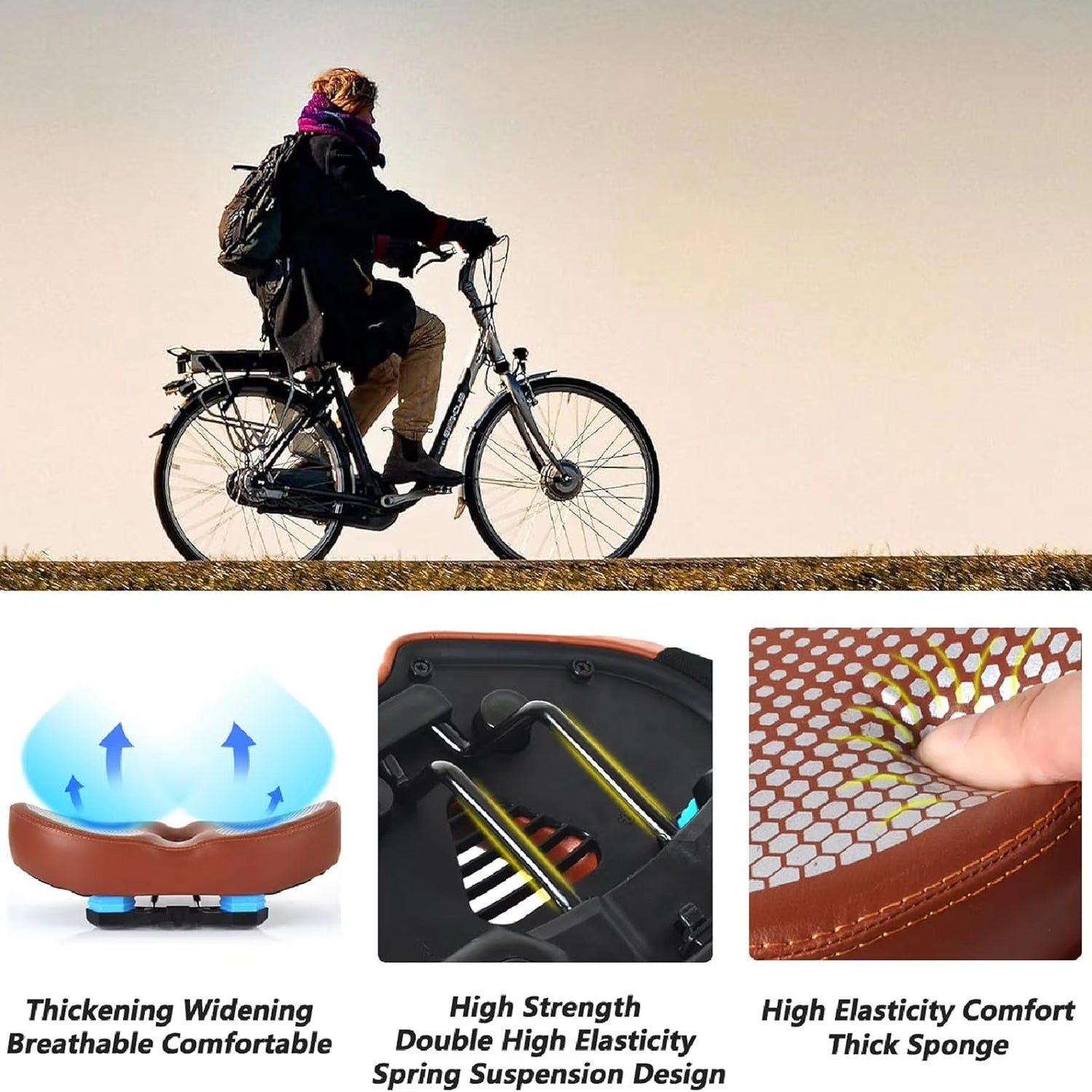 BiekoLux Noseless Ergonomic Bike Seat for Maximum Comfort