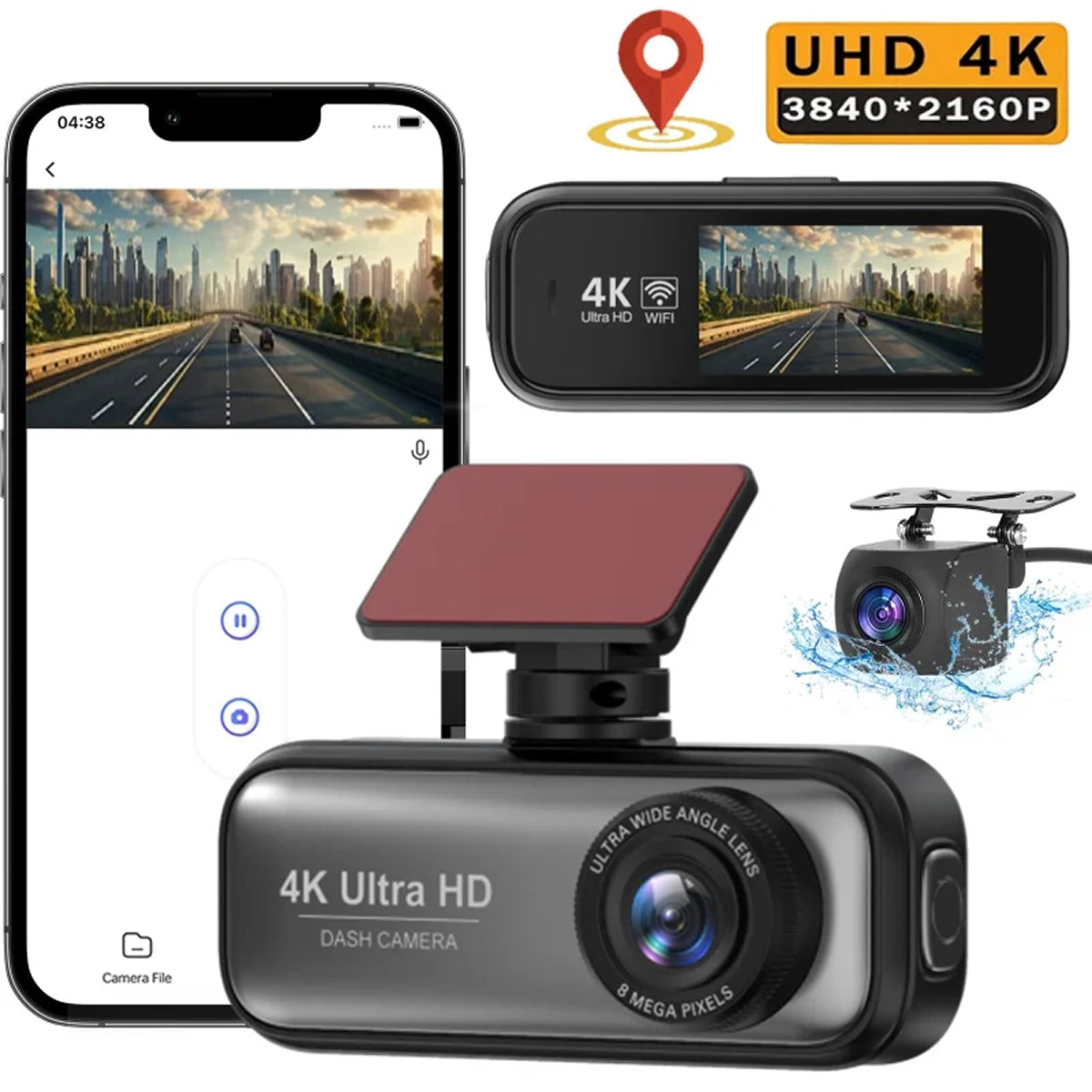 DashyLynk 4K Wireless Dual Dashcam with GPS & Night Vision