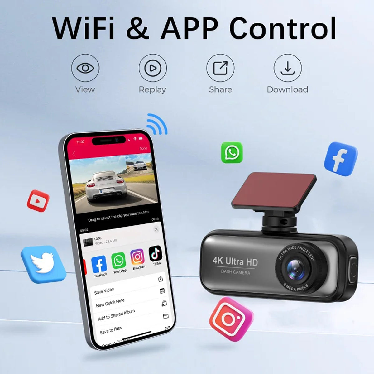 DashyLynk 4K Wireless Dual Dashcam with GPS & Night Vision