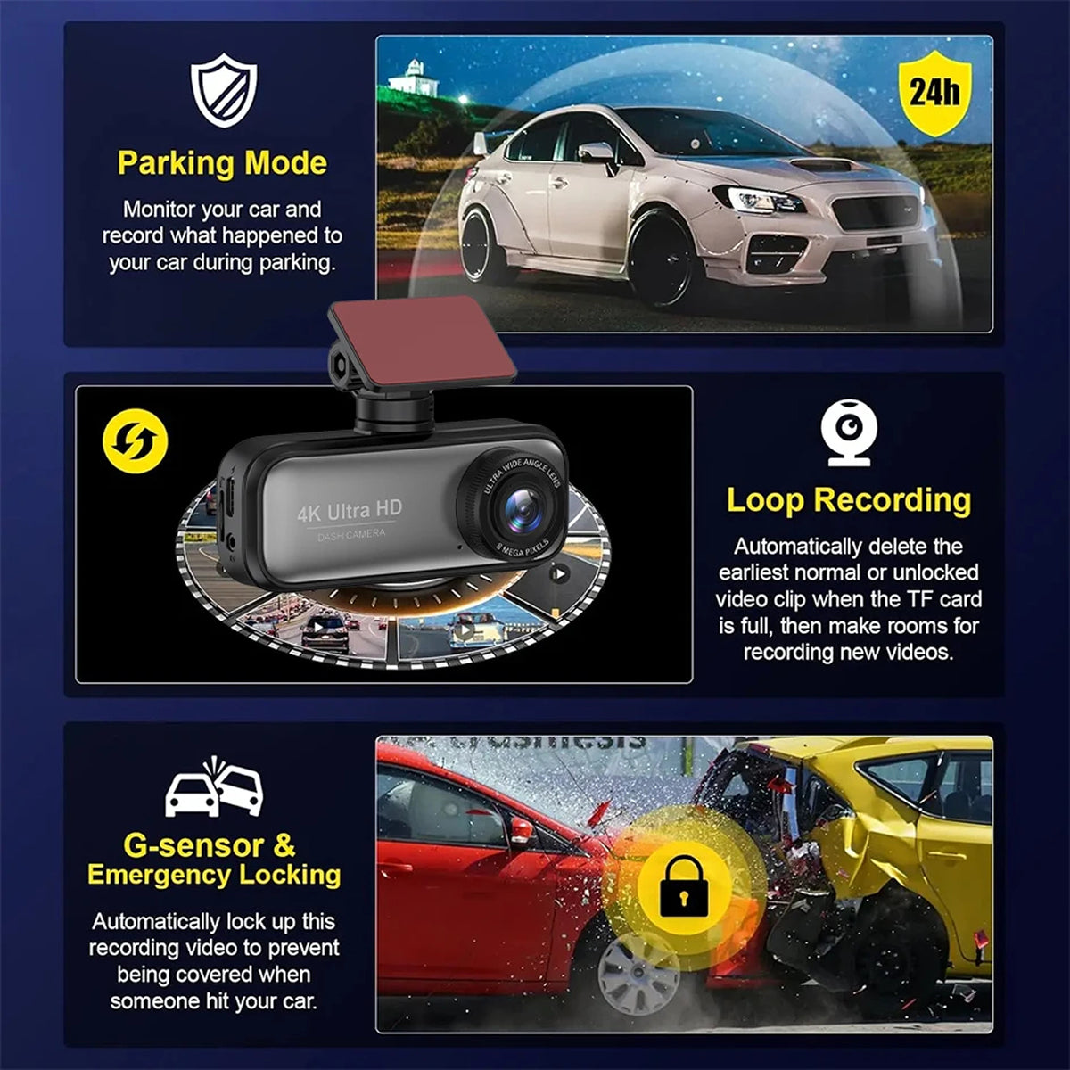 DashyLynk 4K Wireless Dual Dashcam with GPS & Night Vision