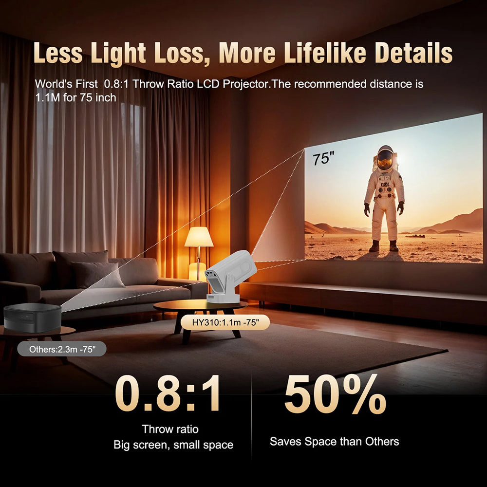 DayeeView Smart Outdoor Projector 1080P with 4K Support