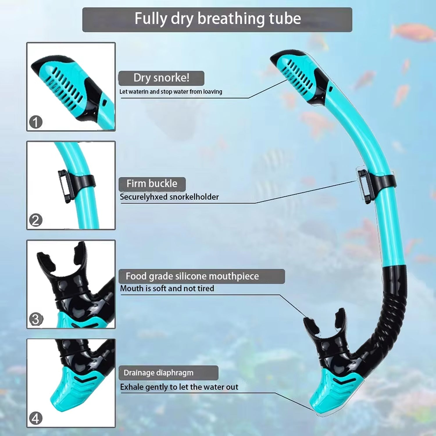 DeepBrez Snorkel Set Panoramic Mask, Dry Top Design, Comfortable Fit