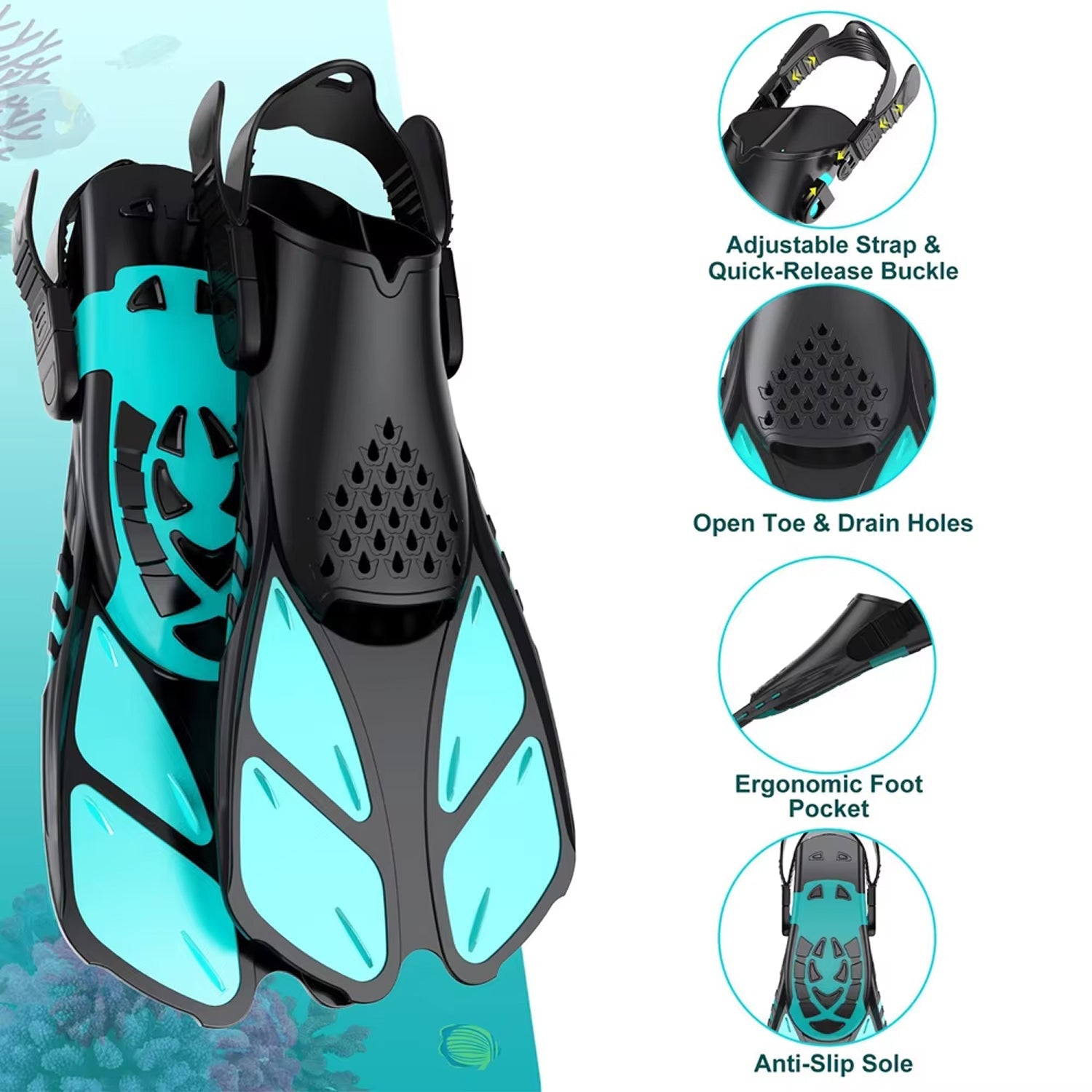 DeepBrez Snorkel Set Panoramic Mask, Dry Top Design, Comfortable Fit
