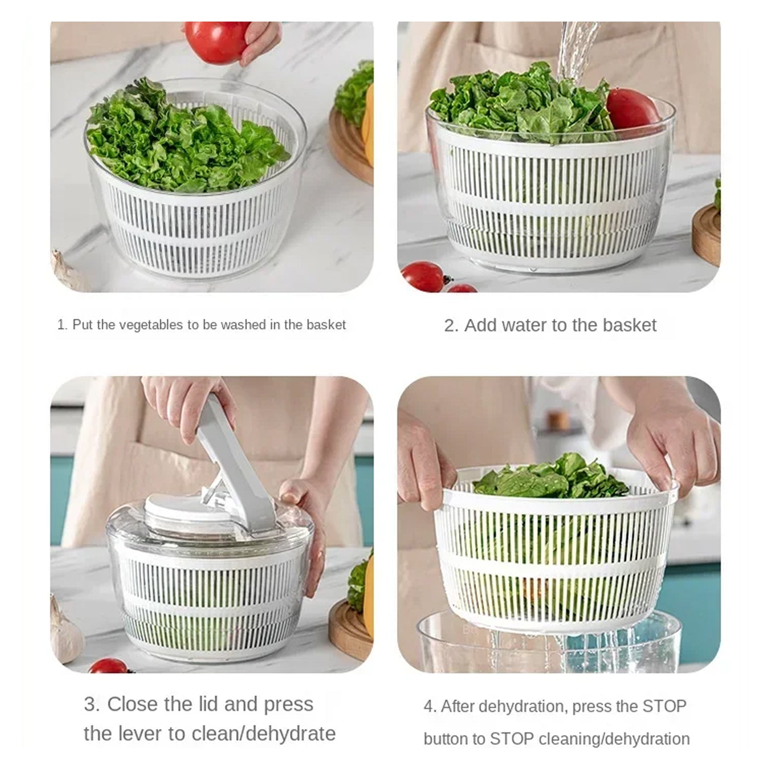 Spinakux 4000ML Salad Spinner & Vegetable Washer