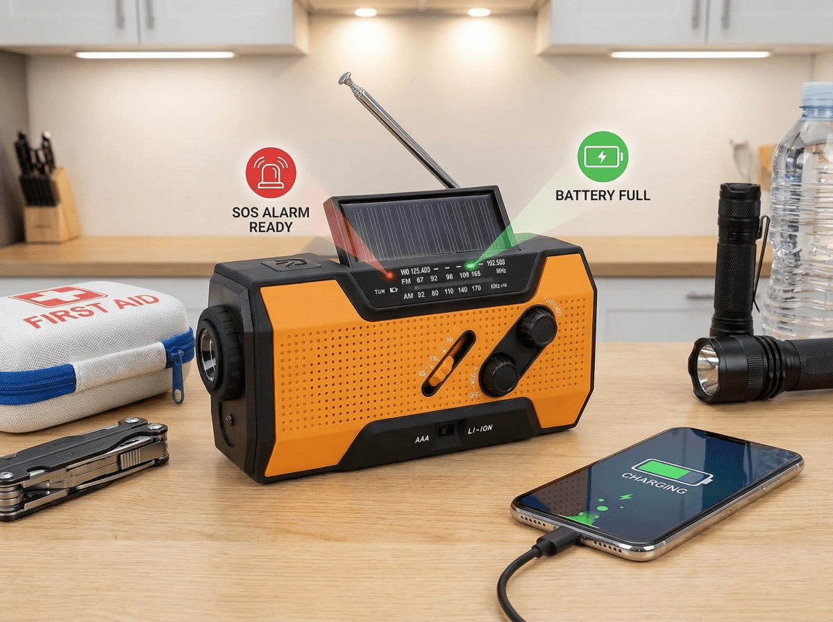 AlerSkyo Emergency Weather Radio with Hand Crank and Solar Charging