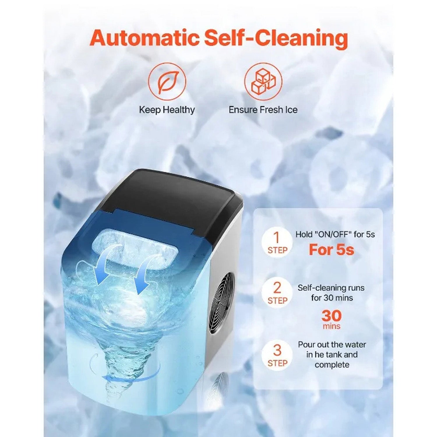 FrosTikox High-Speed Countertop Ice Maker for Home and Office