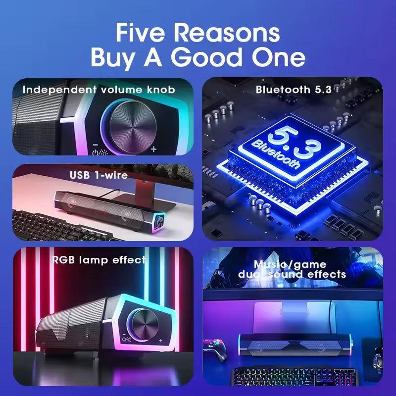 EchoePane RGB Bluetooth Computer Desktop Speakers