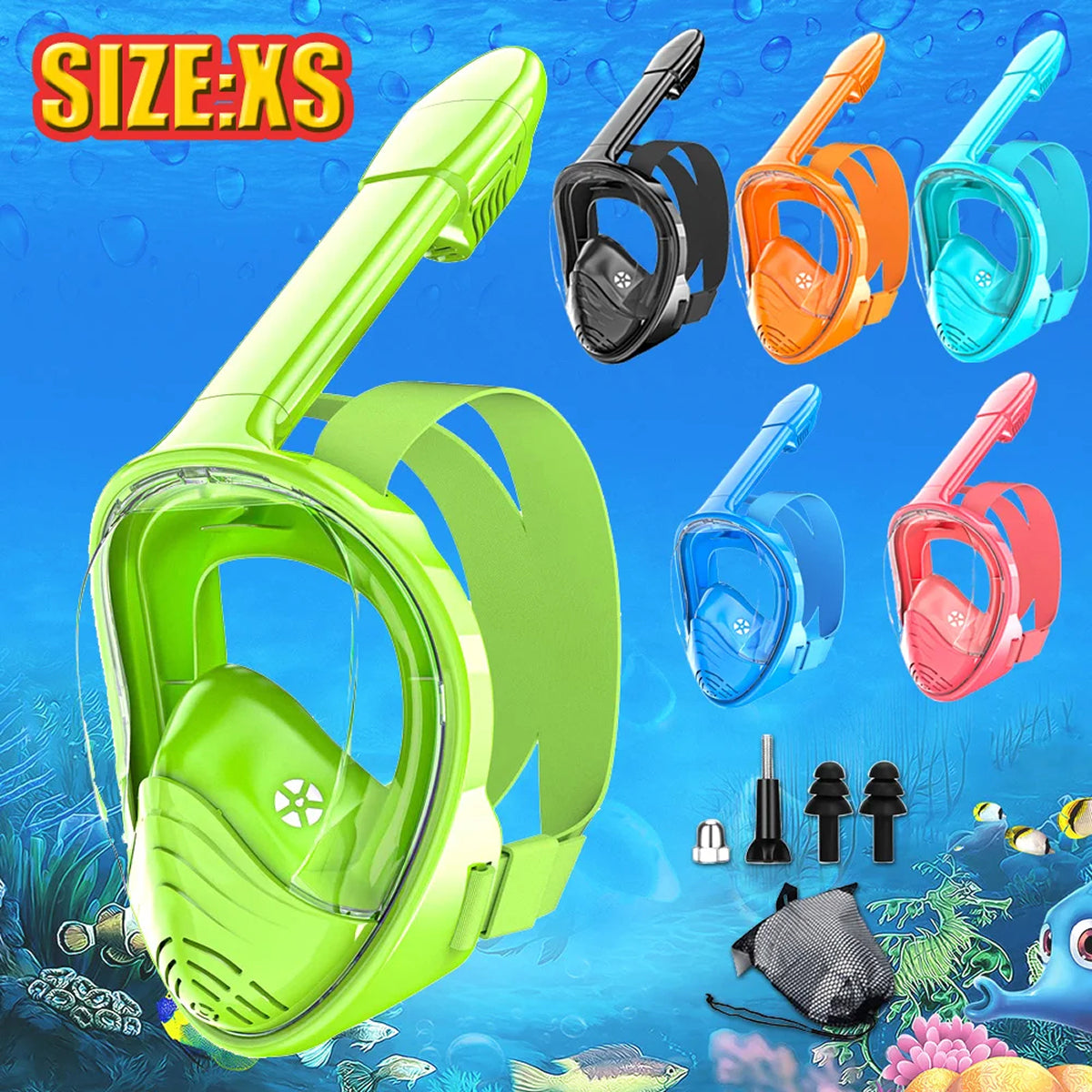 KidVysta Kids Full Face Snorkel Mask Anti-Fog Anti-Leak 180 View