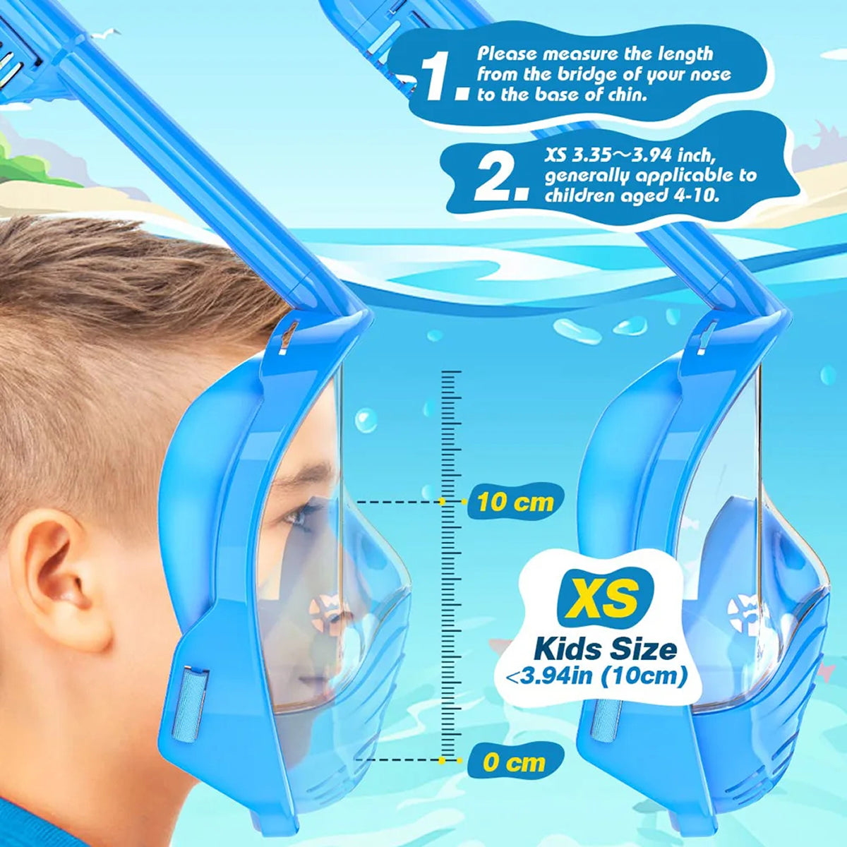 KidVysta Kids Full Face Snorkel Mask Anti-Fog Anti-Leak 180 View