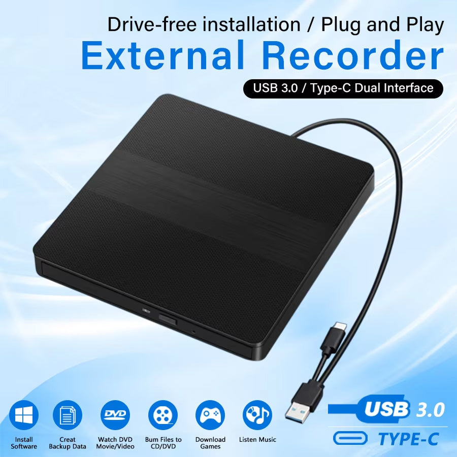 FlexieDisc External USB 3.0 & Type-C DVD/CD Drive