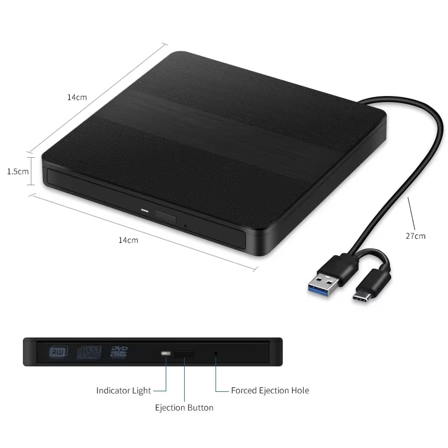 FlexieDisc External USB 3.0 & Type-C DVD/CD Drive