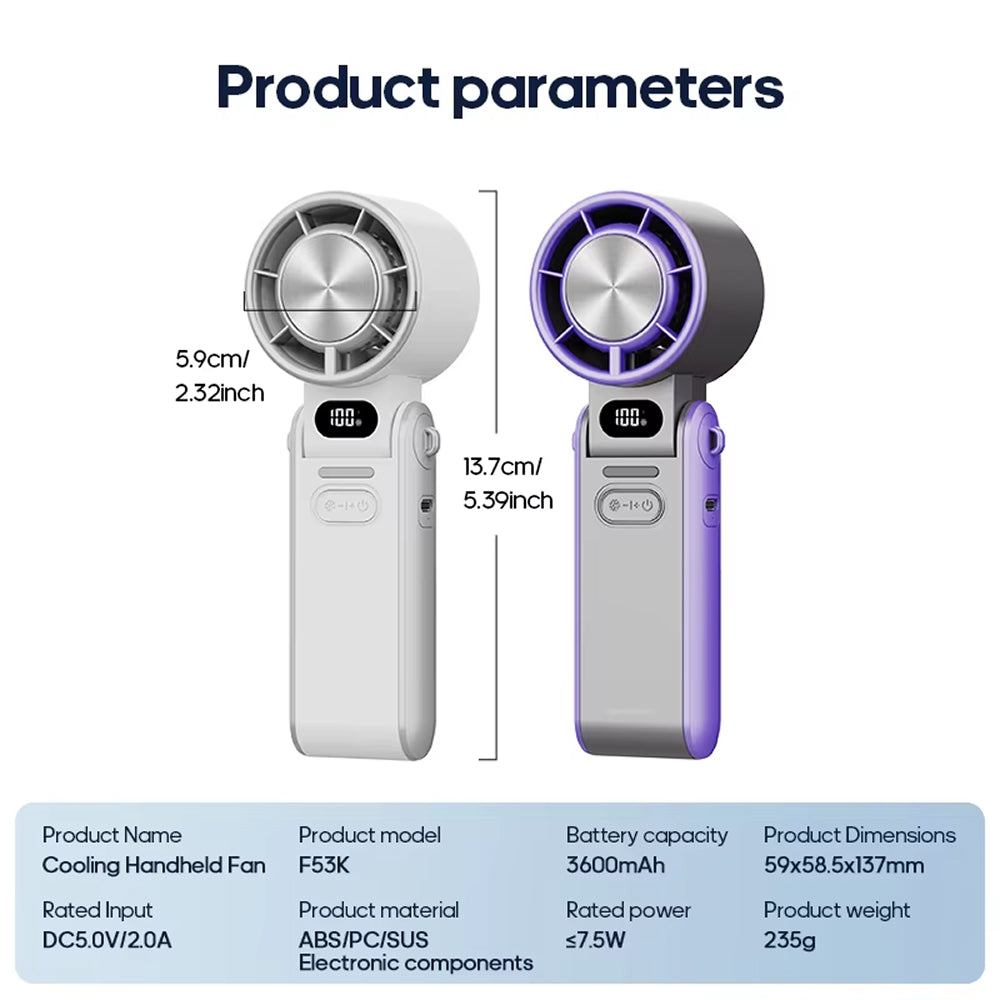 FrostoeByte Handheld Turbo Fan with Active Semiconductor Cooling