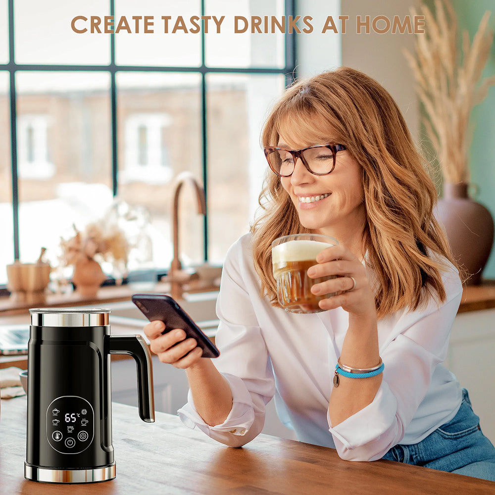 FrothoMat Automatic Milk Frother with 5 Preset Modes and LED Display