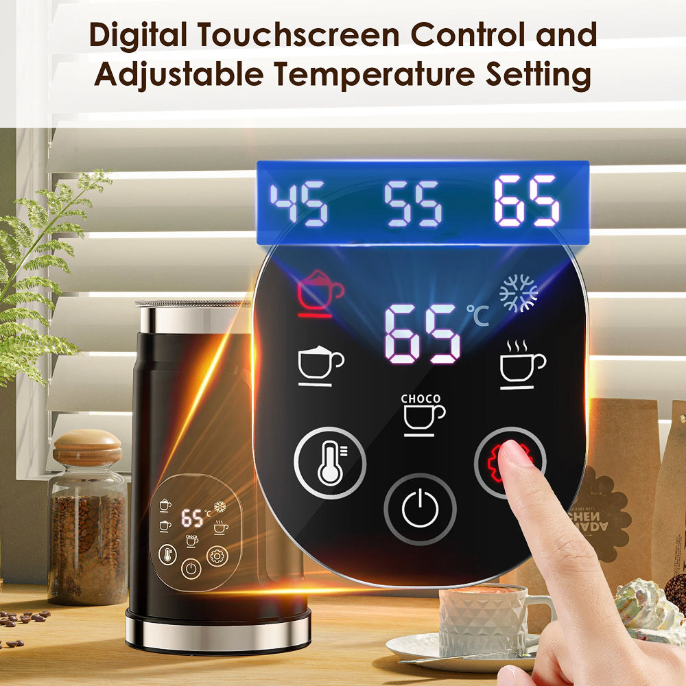 FrothoMat Automatic Milk Frother with 5 Preset Modes and LED Display