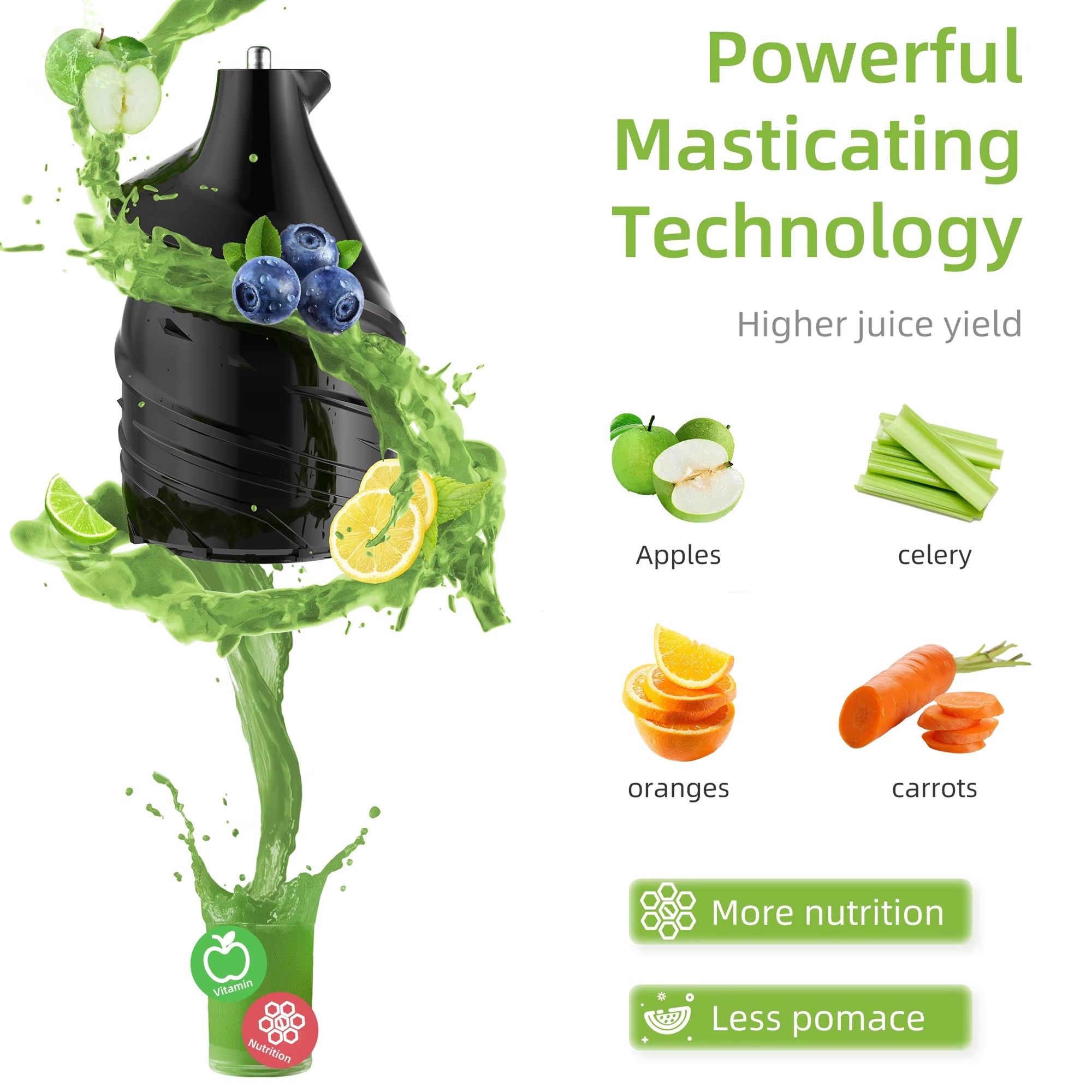 FruitTusii Cold Press Slow Masticating Juicer