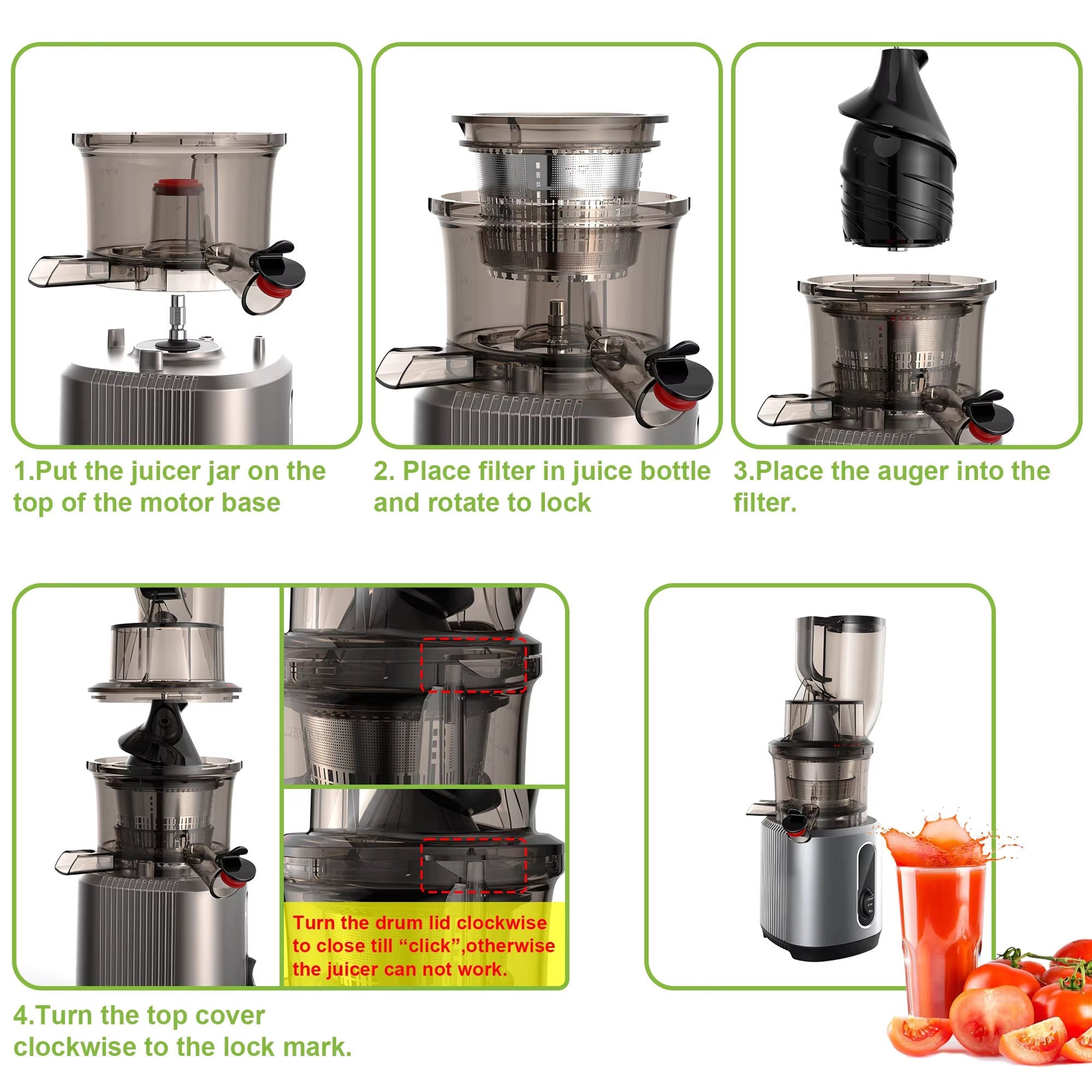 FruitTusii Cold Press Slow Masticating Juicer