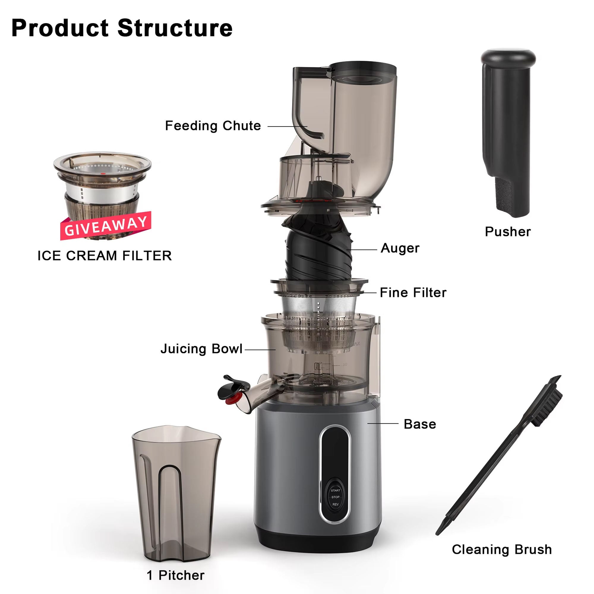 FruitTusii Cold Press Slow Masticating Juicer