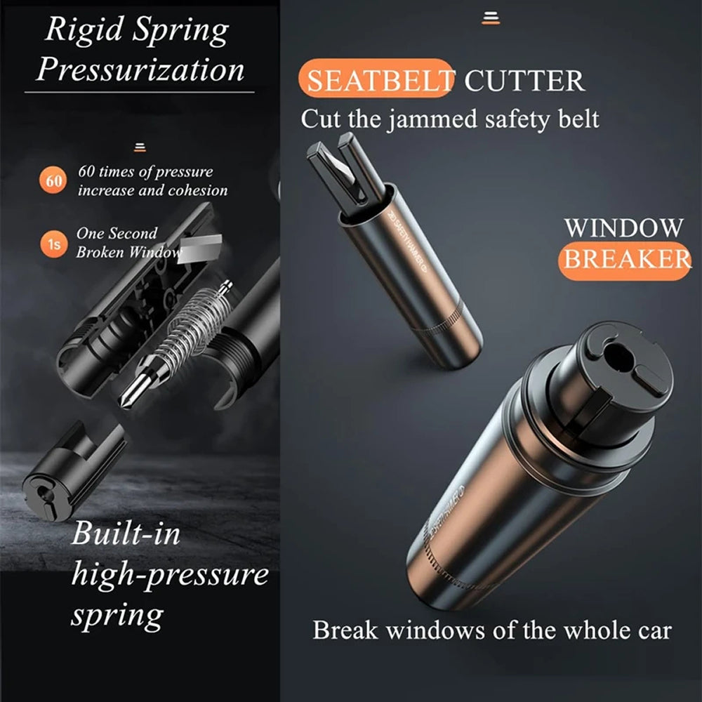 GlasiTeki 2-in-1 Emergency Car Escape Tool and Window Breaker