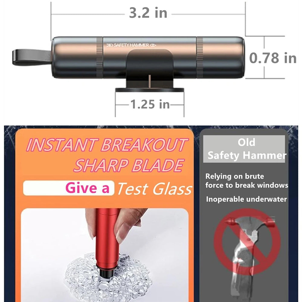 GlasiTeki 2-in-1 Emergency Car Escape Tool and Window Breaker