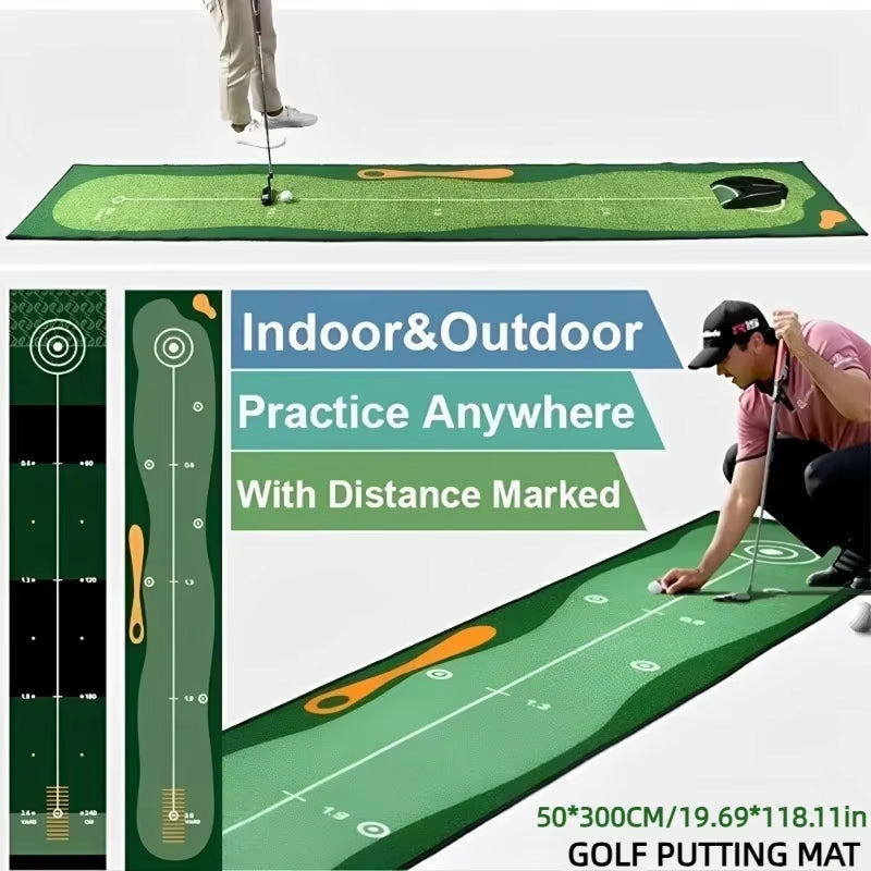 GolfiGlide Indoor Putting Mat - Realistic Green Roll Training