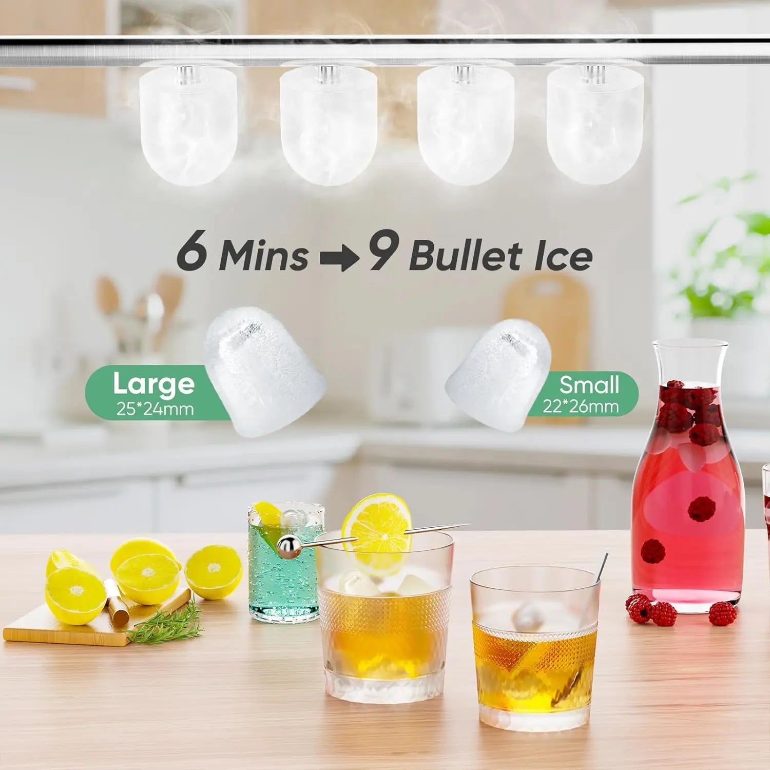 IcyFeni Portable Countertop Ice Maker 26.5 lbs Daily