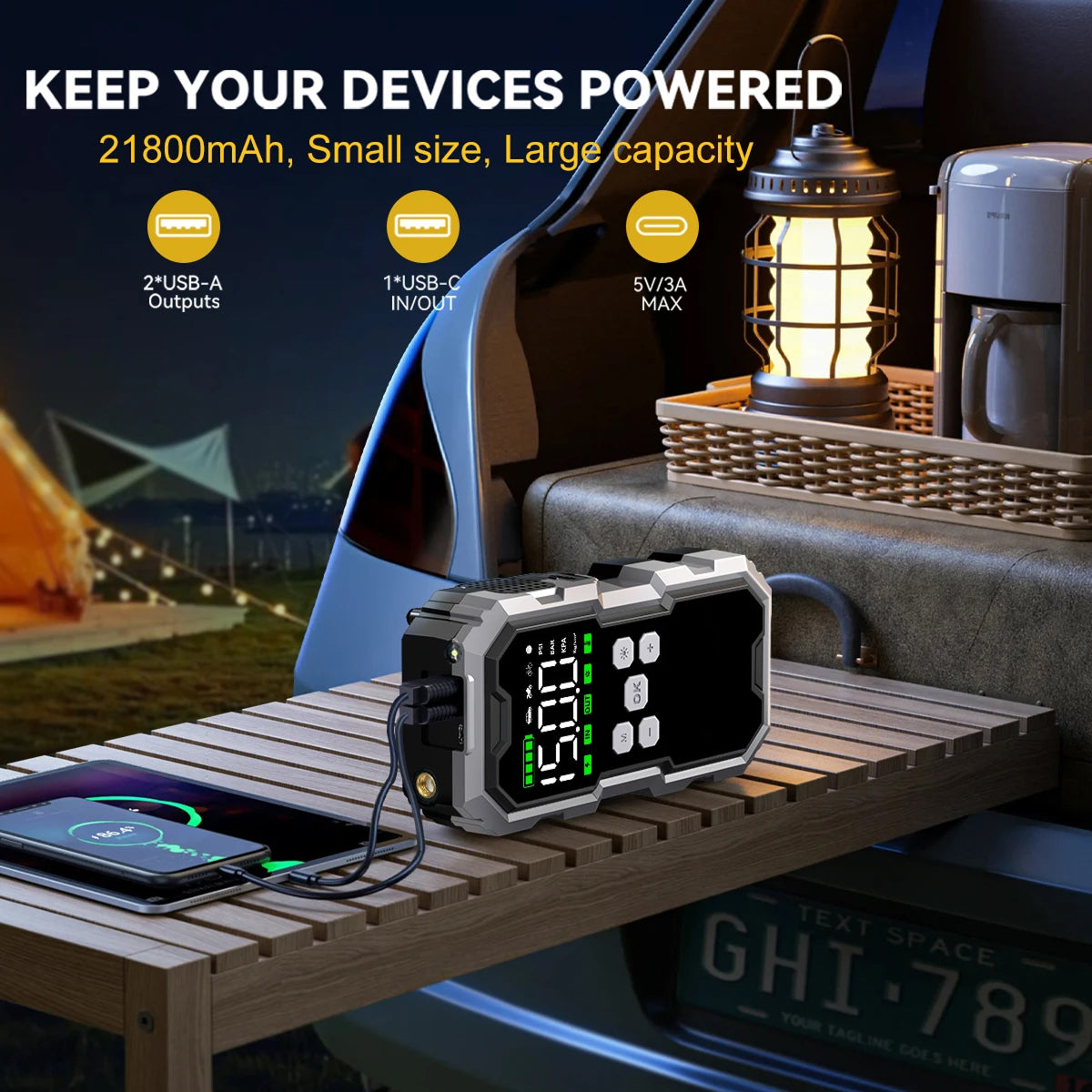 JumpoJolt 6000A Portable Jump Starter & Air Compressor
