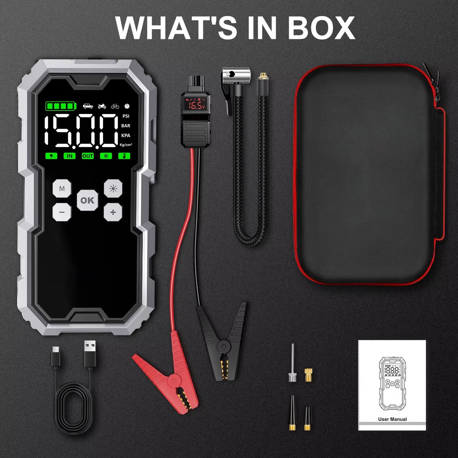 JumpoJolt 6000A Portable Jump Starter & Air Compressor