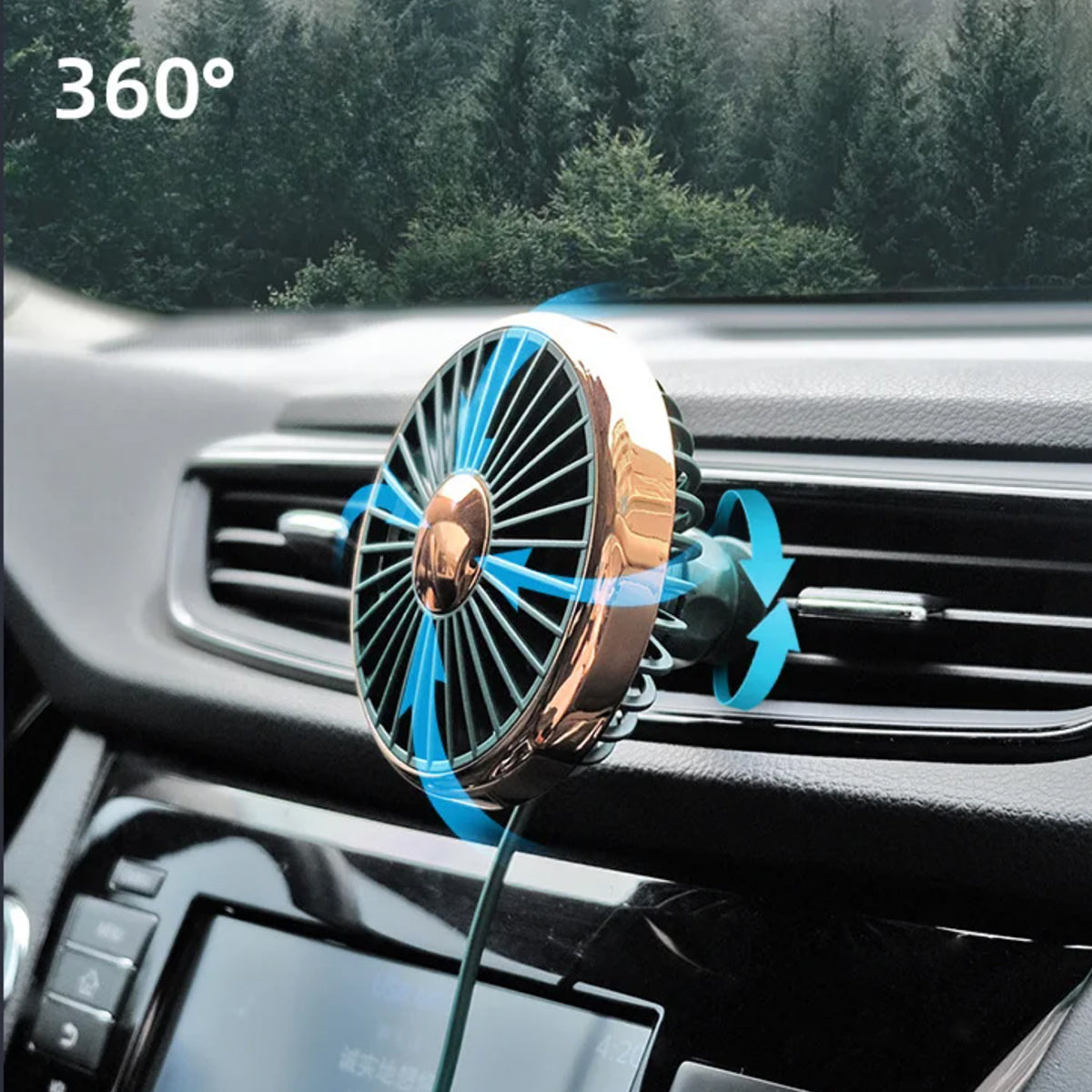 KoldinKar 360° Rotatable 3-Speed Car Vent Cooling Fan