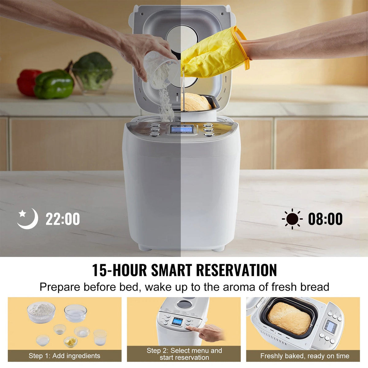 LoafyBake Automatic Bread Maker with 15 Programs