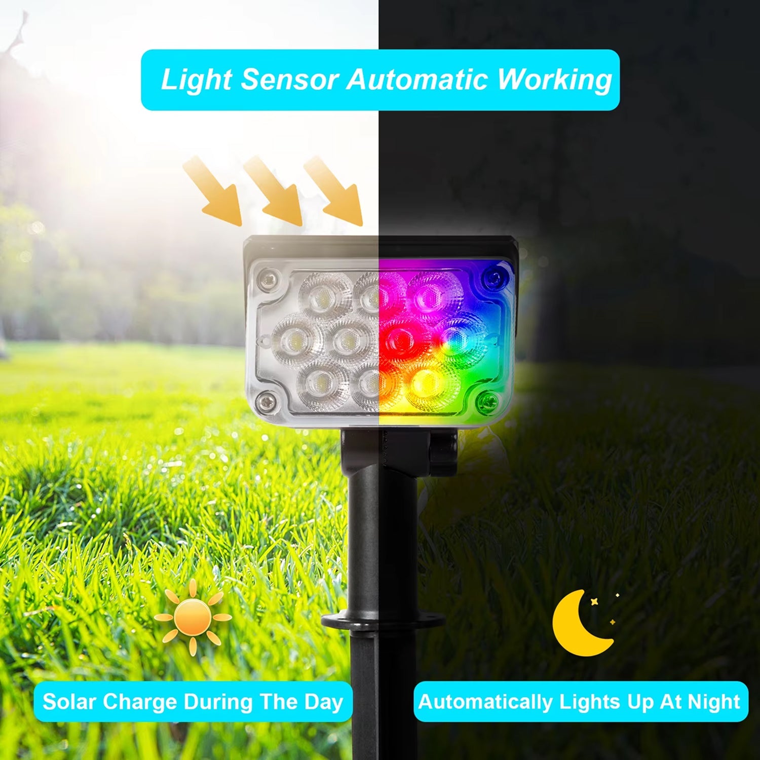 LumaxiVine IP65 Waterproof RGB Solar Garden Lights
