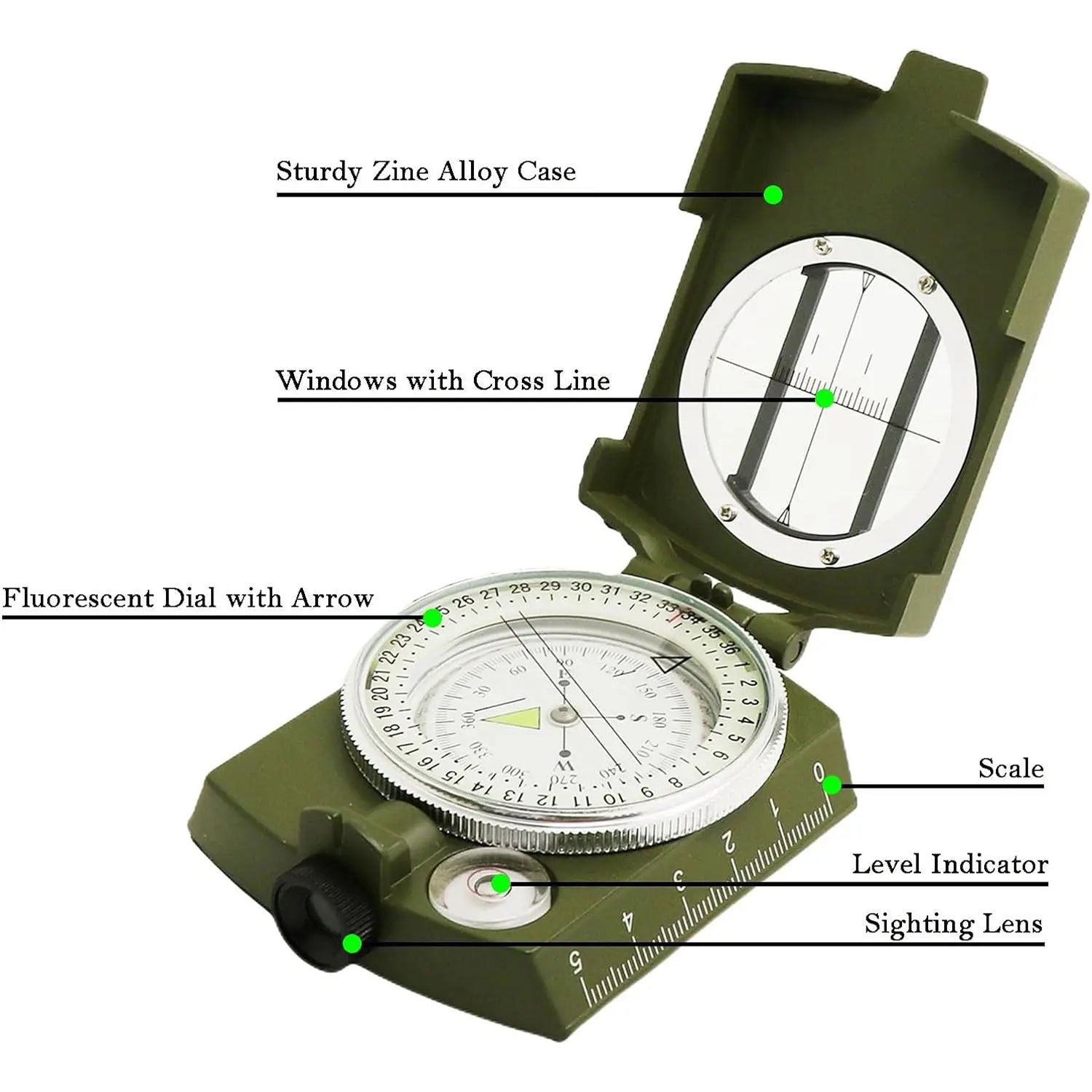 MagiNoxu Professional Waterproof Survival Compass for Navigation