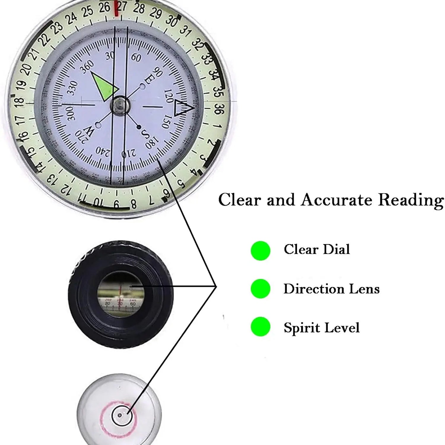 MagiNoxu Professional Waterproof Survival Compass for Navigation