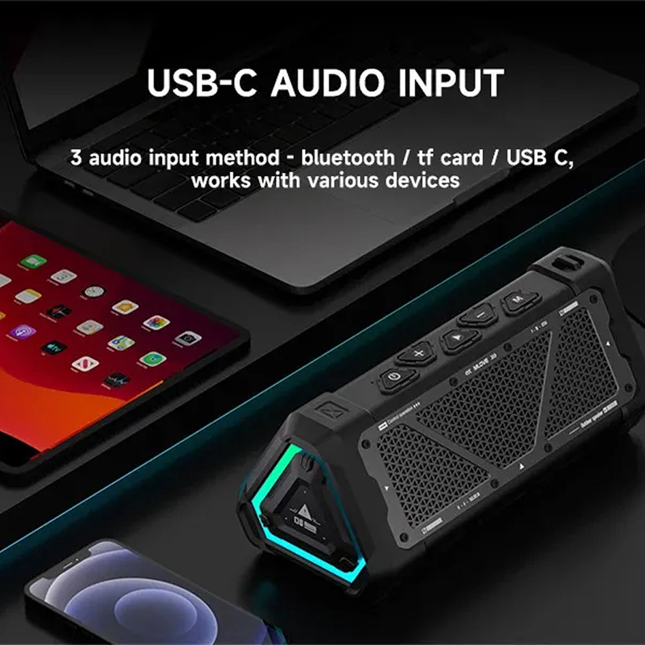 MeloxDyne IP67 Waterproof Outdoor Bluetooth Speaker with 24H Battery