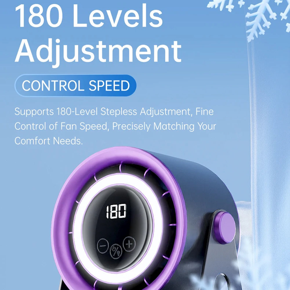 MinyKool Bladeless Desk Fan with 180 Stepless Speeds