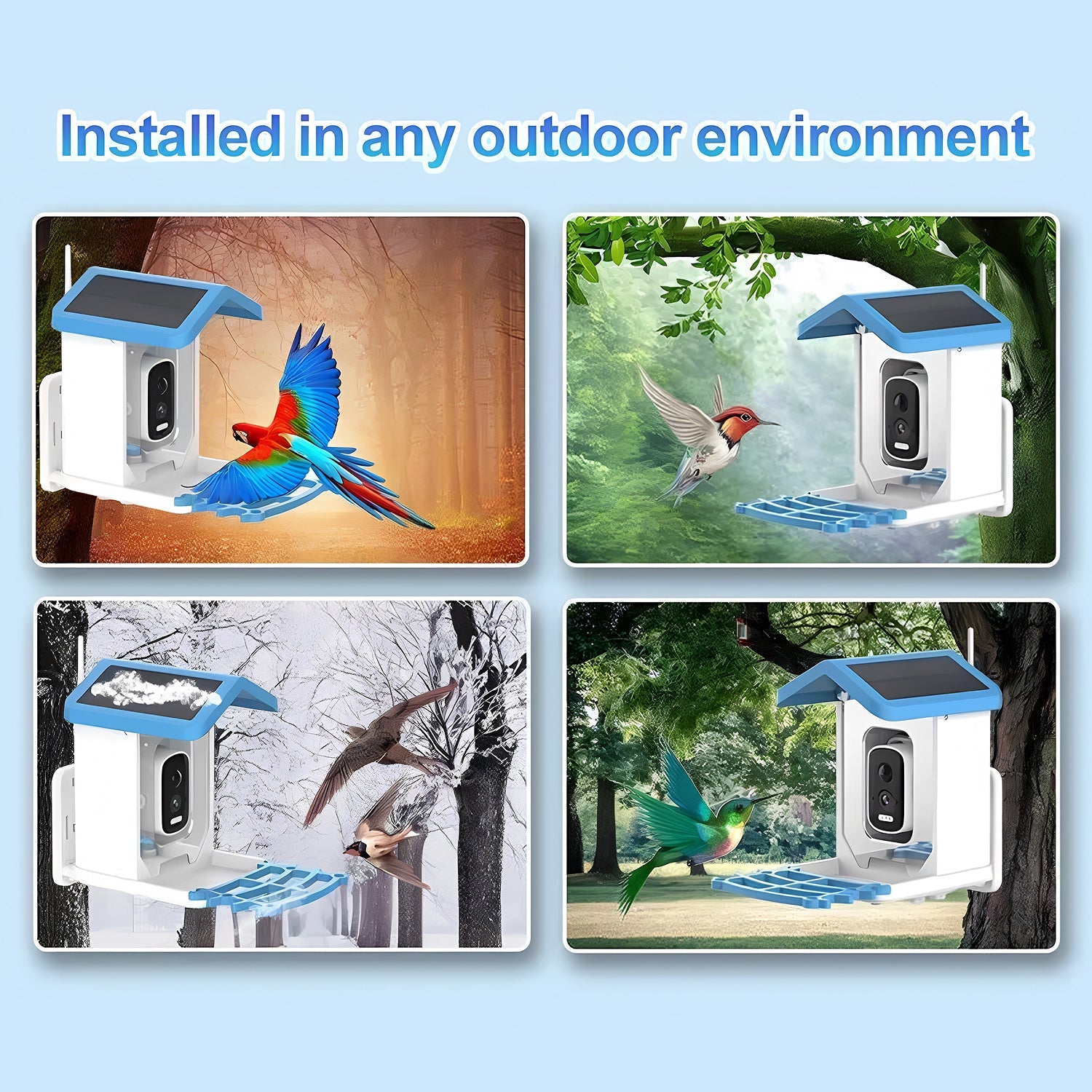 NestoLenzi AI Smart Bird Feeder with 2K HD Camera and Solar Power