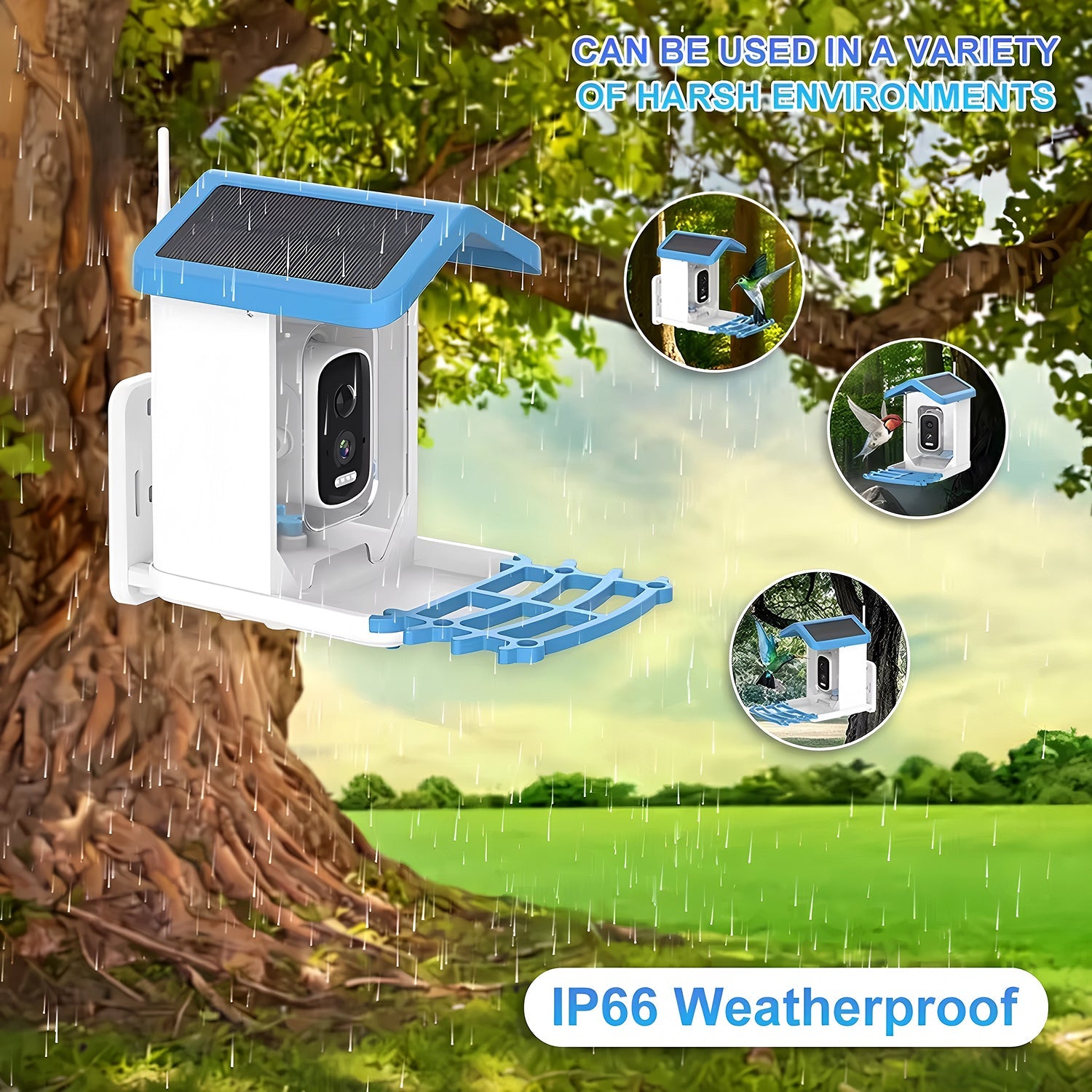 NestoLenzi AI Smart Bird Feeder with 2K HD Camera and Solar Power