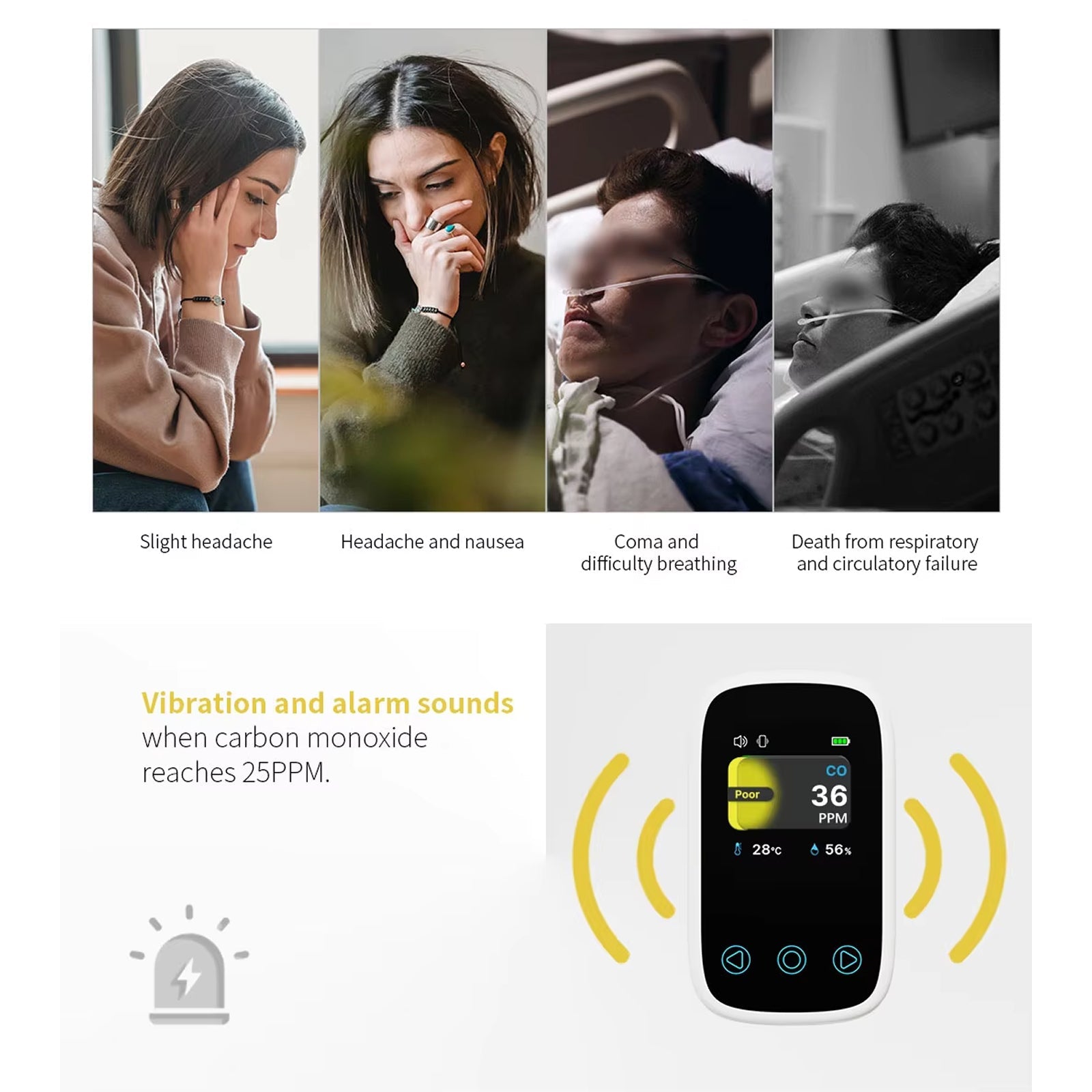 OxiTeky Portable Carbon Monoxide Detector with Electrochemical Sensor