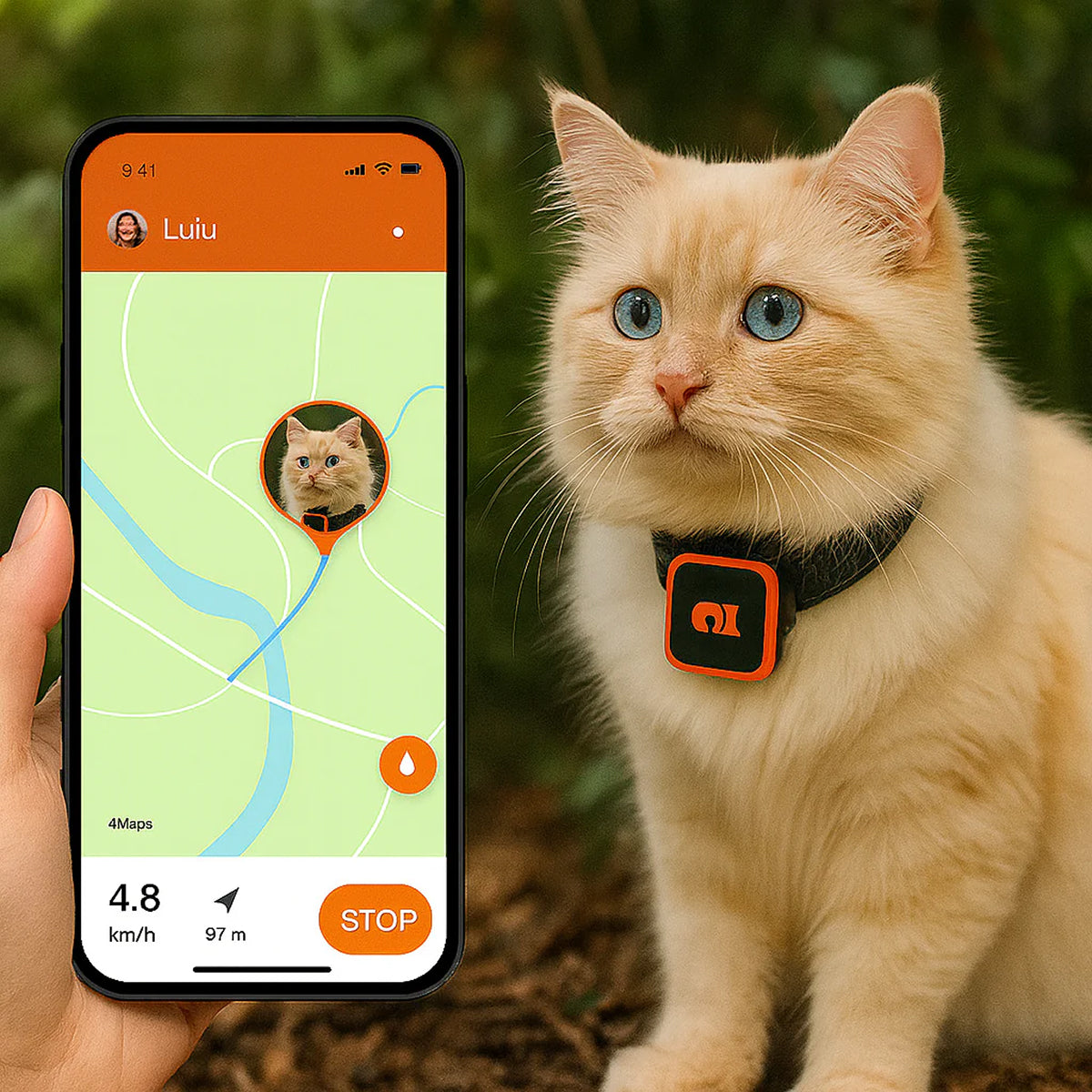 PawiSition Lightweight Real-Time Cat GPS Tracker with Geo-Fence