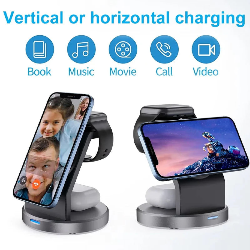 PoweriClip 3-in-1 Magnetic Wireless Charging Station for iPhone, Watch & AirPods