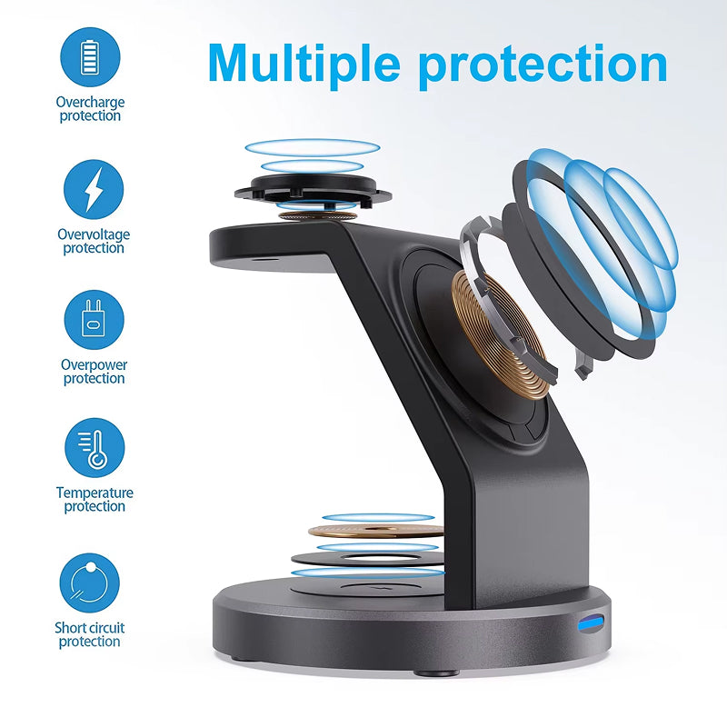 PoweriClip 3-in-1 Magnetic Wireless Charging Station for iPhone, Watch & AirPods